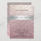 エレガントなモダンな輝きのある銀のストライプ 招待状 (正面/裏面)