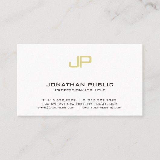 エレガントなモダンな金ゴールドのモノグラムの専門のデザイン 名刺 (正面)