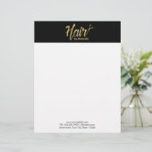 エレガントなモダンな金ゴールドの原稿の毛の美容院 レターヘッド (スタンド正面)