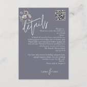 エレガントなモダンな陰鬱な灰色の結婚式の詳細QRコード エンクロージャーカード (正面)