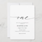 エレガントなモダンな1歳の誕生日招待状 招待状 (正面)