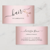 エレガントなモダンのばら色の金ゴールドのはさみの美容師 名刺 (正面/裏面)