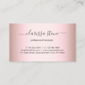 エレガントなモダンのばら色の金ゴールドのはさみの美容師 名刺 (裏面)