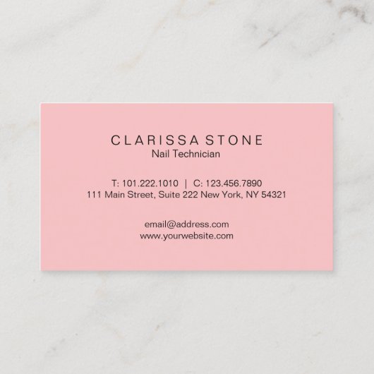 エレガントなモダンのばら色の金ゴールドのグリッターのピンクのネイル 名刺 (裏面)