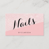 エレガントなモダンのばら色の金ゴールドのグリッターのピンクのネイル 名刺 (正面)