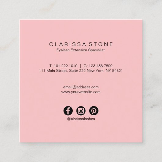 エレガントなモダンのばら色の金ゴールドのグリッターのピンクの鞭 スクエア名刺 (裏面)