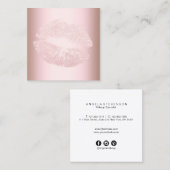 エレガントなモダンのばら色の金ゴールドのグリッターの唇の化粧 スクエア名刺 (正面/裏面)