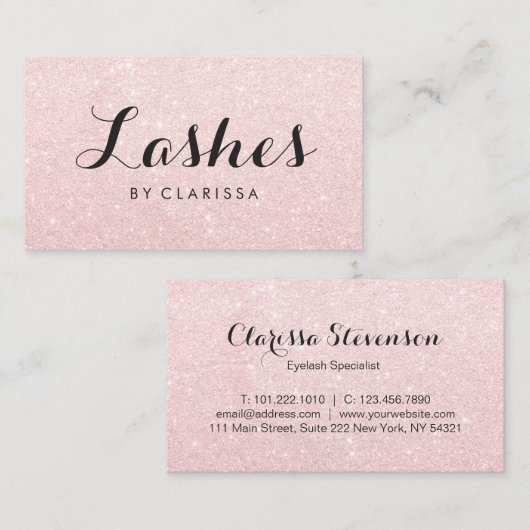 エレガントなモダンのばら色の金ゴールドのグリッターの鞭 名刺 (正面/裏面)
