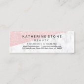 エレガントなモダンのばら色の金ゴールドのグリッター及び白い大理石 スキニー名刺 (裏面)