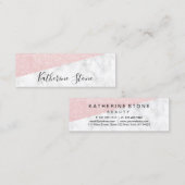 エレガントなモダンのばら色の金ゴールドのグリッター及び白い大理石 スキニー名刺 (正面/裏面)