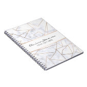 エレガントなモダンのばら色の金ゴールドの幾何学的で白い大理石 ノートブック (右側)