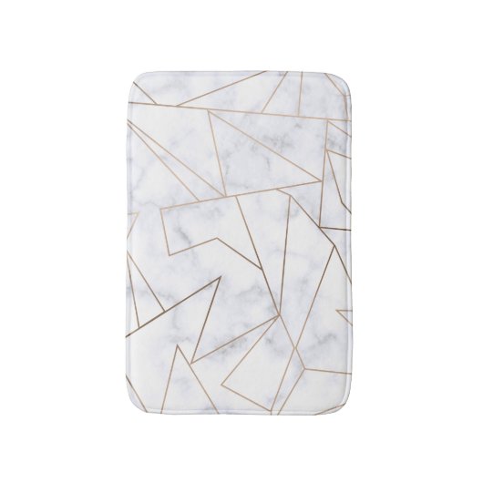 エレガントなモダンのばら色の金ゴールドの幾何学的で白い大理石 バスマット (正面縦)