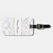 エレガントなモダンのばら色の金ゴールドの幾何学的で白い大理石 ラゲッジタグ (正面横)