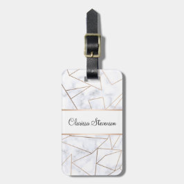エレガントなモダンのばら色の金ゴールドの幾何学的で白い大理石 ラゲッジタグ