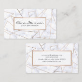 エレガントなモダンのばら色の金ゴールドの幾何学的で白い大理石 名刺 (正面/裏面)