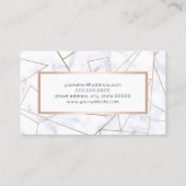 エレガントなモダンのばら色の金ゴールドの幾何学的で白い大理石 名刺 (裏面)