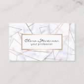 エレガントなモダンのばら色の金ゴールドの幾何学的で白い大理石 名刺 (正面)