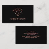 エレガントなモダンのゆとりののどのばら色の金ゴールドのダイヤモンドの黒 名刺 (正面/裏面)