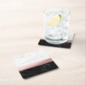 エレガントなモダンのゆとりの白黒の大理石のばら色の金ゴールド スクエアペーパーコースター (インサイチュ)