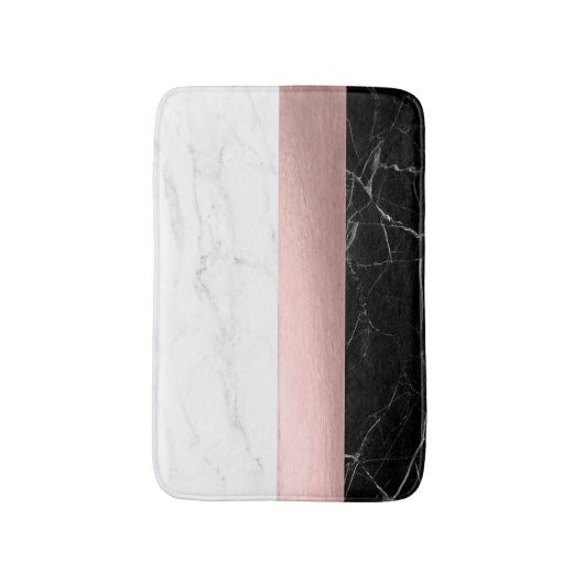 エレガントなモダンのゆとりの白黒の大理石のばら色の金ゴールド バスマット (正面縦)