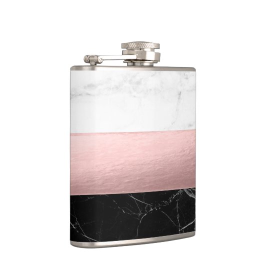 エレガントなモダンのゆとりの白黒の大理石のばら色の金ゴールド フラスク (右)