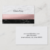 エレガントなモダンのゆとりの白黒の大理石のばら色の金ゴールド 名刺 (正面/裏面)