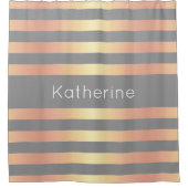 エレガントなモダンの灰色ばら色の金ゴールドの勾配のストライプ シャワーカーテン (正面)