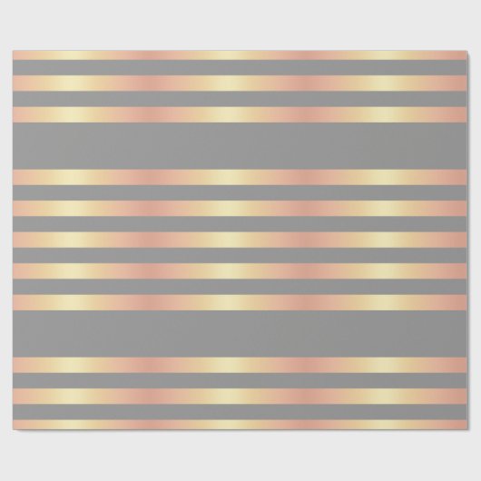 エレガントなモダンの灰色ばら色の金ゴールドの勾配のストライプ ラッピングペーパー (フラット)