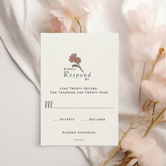 エレガントなモダンアートヌーボー フラワー フォーマル ウェディング 出欠カード