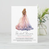 エレガントなモダンウェディングドレス ブライダルシャワー 招待状 (スタンド正面)