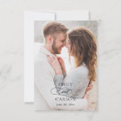 エレガントなモダンウェディングフォトミールの名前 出欠カード (裏面)