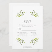 エレガントなモダンウェディング。食事オプション付きの返信。 招待状 (正面/裏面)
