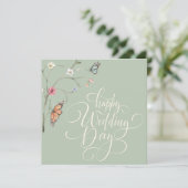 エレガントなモダンウォーターカラーフローラルウェディングカード (スタンド正面)