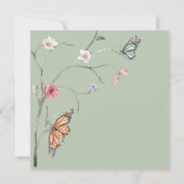 エレガントなモダンウォーターカラーフローラルウェディングカード (裏面)