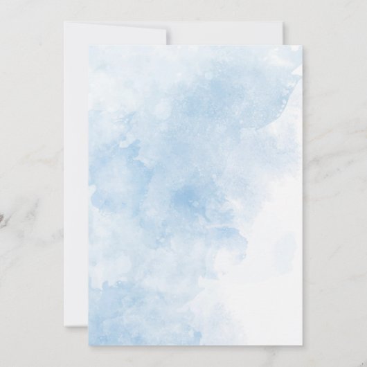 エレガントなモダンウォーターカラーブルーフラワーベビーショウ 招待状 (裏面)