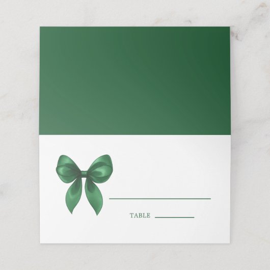 エレガントなモダンエメラルドグリーンのコケッテイ ボウ プレイスカード (外部開封)