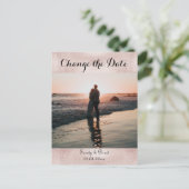 エレガントなモダンカスタム  フォト  変更  日付 ウェディング ポストカード (スタンド正面)