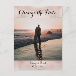 エレガントなモダンカスタム  フォト  変更  日付 ウェディング ポストカード