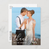 エレガントなモダンカリグラフィー写真 結婚式 お礼 ポストカード (正面/裏面)