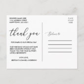 エレガントなモダンカリグラフィー写真 結婚式 お礼 ポストカード (裏面)