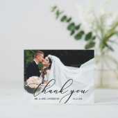 エレガントなモダンカリグラフィー結婚式のお礼 ポストカード (スタンド正面)
