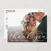 エレガントなモダンカリグラフィー結婚式の写真お礼 ポストカード (正面/裏面)