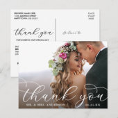 エレガントなモダンカリグラフィー結婚式写真ありがとう ポストカード (正面/裏面)