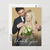 エレガントなモダンカリグラフィー結婚式写真感謝 ポストカード (正面/裏面)