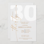 エレガントなモダンカリグラフィー30 大人の誕生日 招待状 (正面/裏面)