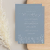 エレガントなモダンカリグラフィー　ダスティーブルーウェディング 招待状