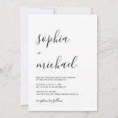 エレガントなモダンカリグラフィー　ブラック＆ホワイトの結婚式 招待状 (正面)