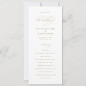 エレガントなモダンカリグラフィー ホワイト ウェディングプログラム (正面)