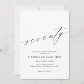 エレガントなモダンカリグラフィー 70歳の誕生日 招待状 (正面)