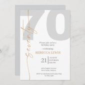 エレガントなモダンカリグラフィー 70歳の誕生日 招待状 (正面/裏面)